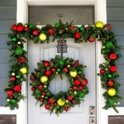 Village Lighting 30" Pre-Lit Festive Holiday Christmas Wreath, Clear LED Lights -Northlight Shop D403188S 4