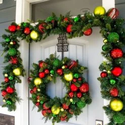 Village Lighting 30" Pre-Lit Festive Holiday Christmas Wreath, Clear LED Lights -Northlight Shop D403188S 6