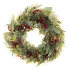 Village Lighting 30" Pre-Lit Winter Frost Christmas Wreath, Clear LED Lights -Northlight Shop D403192S 2