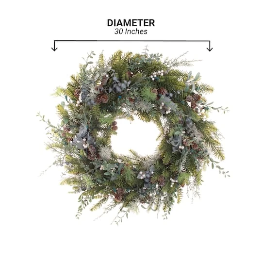 Village Lighting 30" Pre-Lit Rustic White Berry Christmas Wreath, Clear LED Lights 8 Village Lighting 30" Pre-Lit Rustic White Berry Christmas Wreath, Clear LED Lights - Image 8