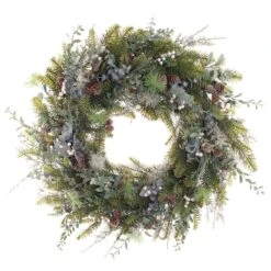 Village Lighting 30" Pre-Lit Rustic White Berry Christmas Wreath, Clear LED Lights 10 Village Lighting 30" Pre-Lit Rustic White Berry Christmas Wreath, Clear LED Lights -Northlight Shop D403195S 2