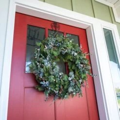Village Lighting 30" Pre-Lit Rustic White Berry Christmas Wreath, Clear LED Lights 11 Village Lighting 30" Pre-Lit Rustic White Berry Christmas Wreath, Clear LED Lights -Northlight Shop D403195S 3