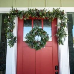 Village Lighting 24" Rustic White Berry Wreath -Northlight Shop D403196S 5