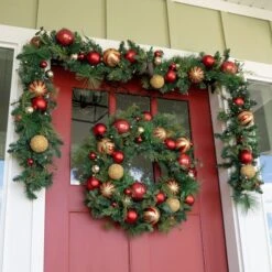 Village Lighting 30" Pre-Lit Christmas Classic Wreath, Clear LED Lights -Northlight Shop D403203S 2