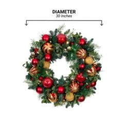 Village Lighting 30" Pre-Lit Christmas Classic Wreath, Clear LED Lights -Northlight Shop D403203S 20