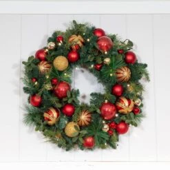 Village Lighting 30" Pre-Lit Christmas Classic Wreath, Clear LED Lights -Northlight Shop D403203S 6