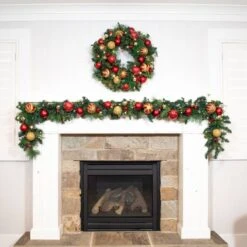 Village Lighting 30" Pre-Lit Christmas Classic Wreath, Clear LED Lights -Northlight Shop D403203S 9