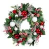 Village Lighting 30" Pre-Lit Nordic Christmas Wreath, Red & Clear LED Lights