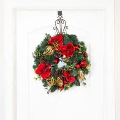 Village Lighting 24" Red Magnolia Wreath -Northlight Shop D403212S 4