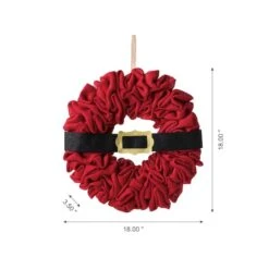 Glitzhome® 18" Christmas Red Belt Fabric Wreath -Northlight Shop D444197S 4