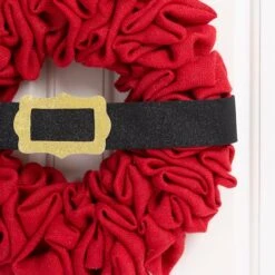 Glitzhome® 18" Christmas Red Belt Fabric Wreath -Northlight Shop D444197S 5