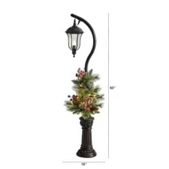 5ft. Pre-Lit LED Holiday Decorated Lamp Post With Greenery & Berries -Northlight Shop D478686S 2