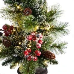 5ft. Pre-Lit LED Holiday Decorated Lamp Post With Greenery & Berries -Northlight Shop D478686S 3