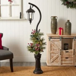 5ft. Pre-Lit LED Holiday Decorated Lamp Post With Greenery & Berries -Northlight Shop D478686S 6