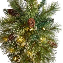 5ft. Pre-Lit LED Holiday Decorated Lamp Post With Faux Greenery In Decorative Container -Northlight Shop D478687S 4