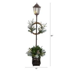 5ft. Pre-lit LED Holiday Decorated Lamp Post With Greenery In Decorative Planter 7 5ft. Pre-lit LED Holiday Decorated Lamp Post With Greenery In Decorative Planter -Northlight Shop D478688S 2