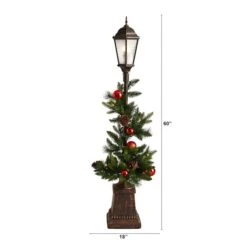 5ft. Pre-Lit LED Holiday Decorated Lamp Post With Greenery & Ornaments -Northlight Shop D478689S 2