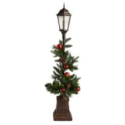 5ft. Pre-Lit LED Holiday Decorated Lamp Post With Greenery & Ornaments -Northlight Shop D478689S 3