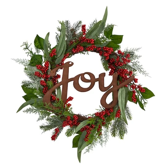 24" Red Joy & Berries Christmas Wreath 1 24" Red Joy & Berries Christmas Wreath