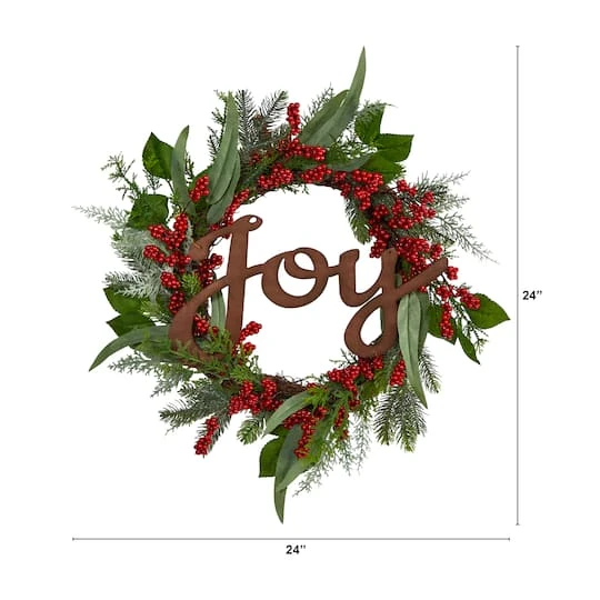 24" Red Joy & Berries Christmas Wreath 3 24" Red Joy & Berries Christmas Wreath - Image 3