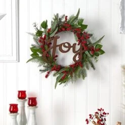 24" Red Joy & Berries Christmas Wreath 8 24" Red Joy & Berries Christmas Wreath -Northlight Shop D478979S 3