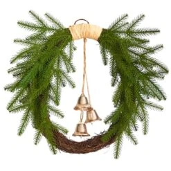 24" Holiday Christmas Pine And Hanging Bells Wreath