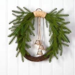 24" Holiday Christmas Pine And Hanging Bells Wreath -Northlight Shop D478988S 3