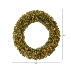 6ft. Clear LED Lights Flocked Artificial Christmas Wreath With Pinecones 10 6ft. Clear LED Lights Flocked Artificial Christmas Wreath With Pinecones -Northlight Shop D478996S 2