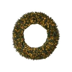 5ft. Clear LED Lights Flocked Artificial Christmas Wreath With Pinecones & Berries