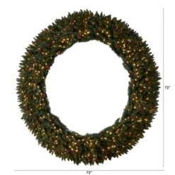 6ft. Clear LED Lights Flocked Artificial Christmas Wreath With Pinecones & Berries 10 6ft. Clear LED Lights Flocked Artificial Christmas Wreath With Pinecones & Berries -Northlight Shop D478998S 2