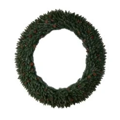 6ft. Clear LED Lights Flocked Artificial Christmas Wreath With Pinecones & Berries 11 6ft. Clear LED Lights Flocked Artificial Christmas Wreath With Pinecones & Berries -Northlight Shop D478998S 3