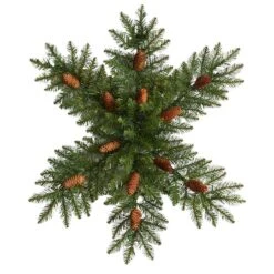 30" Pre-Lit Snowflake Artificial Dunhill Fir Wreath With Pinecones -Northlight Shop D479001S 3
