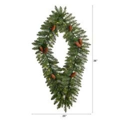 3ft. White LED Lights Holiday Geometric Christmas Diamond Wreath With Pinecones -Northlight Shop D479002S 2
