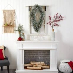 3ft. White LED Lights Geometric Diamond Christmas Frosted Wreath With Pinecones 19 3ft. White LED Lights Geometric Diamond Christmas Frosted Wreath With Pinecones -Northlight Shop D479003S 9