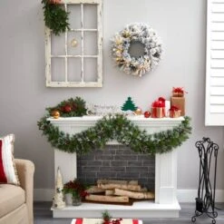 20" White LED Lights Flocked Artificial Christmas Wreath -Northlight Shop D479006S 6