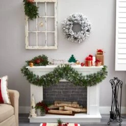 20" White LED Lights Flocked Artificial Christmas Wreath -Northlight Shop D479006S 7