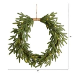 24" Pre-Lit Holiday Christmas Cascading Pine Wreath -Northlight Shop D479012S 2