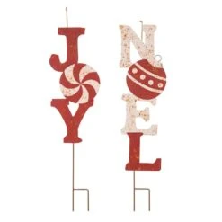 Glitzhome® 3ft. Metal Joy & Noel Yard Stake Set
