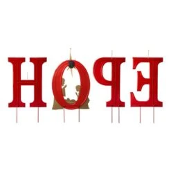 Glitzhome® 2.5ft. LED Metal Hope Yard Stake Set With Timer -Northlight Shop D479450S 8