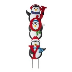 Glitzhome® 3.5ft. Metal Joy Penguin Yard Stake Set -Northlight Shop D479454S 5