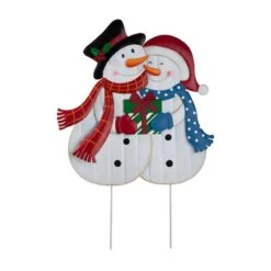 Glitzhome® 2.5ft. Metal Lovely Snowman Yard Stake -Northlight Shop D479455S 1 1