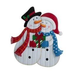 Glitzhome® 2.5ft. Metal Lovely Snowman Yard Stake -Northlight Shop D479455S 4