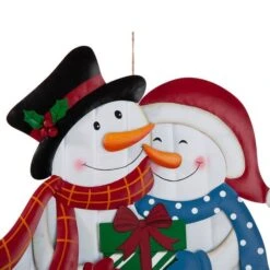 Glitzhome® 2.5ft. Metal Lovely Snowman Yard Stake -Northlight Shop D479455S 6