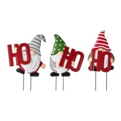 Glitzhome® 51" Metal Ho Ho Ho Gnome Yard Stake -Northlight Shop D479457S 4