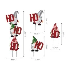 Glitzhome® 51" Metal Ho Ho Ho Gnome Yard Stake -Northlight Shop D479457S 7