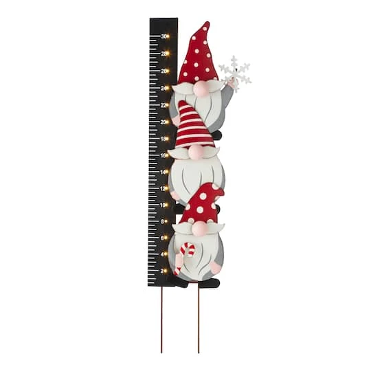 Glitzhome® 3ft. Lighted LED Gnome Snow Gauge Yard Stake 1 Glitzhome® 3ft. Lighted LED Gnome Snow Gauge Yard Stake