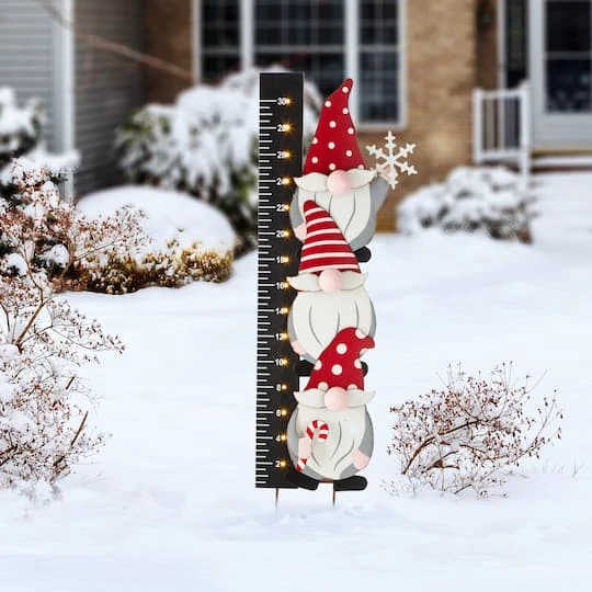 Glitzhome® 3ft. Lighted LED Gnome Snow Gauge Yard Stake 3 Glitzhome® 3ft. Lighted LED Gnome Snow Gauge Yard Stake - Image 3