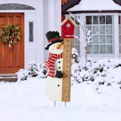 Glitzhome® 40" Snowman Snow Gauge Yard Stake -Northlight Shop D479459S 2