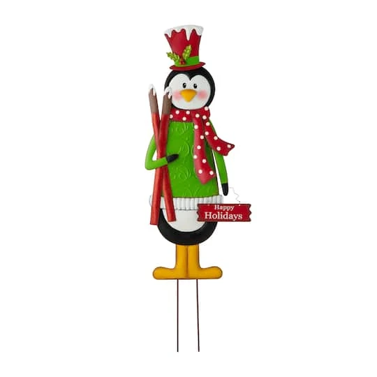 Glitzhome® 3.5ft. Metal Penguin Yard Stake 2 Glitzhome® 3.5ft. Metal Penguin Yard Stake - Image 2