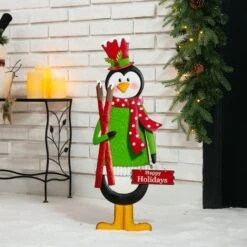 Glitzhome® 3.5ft. Metal Penguin Yard Stake 11 Glitzhome® 3.5ft. Metal Penguin Yard Stake -Northlight Shop D479460S 2